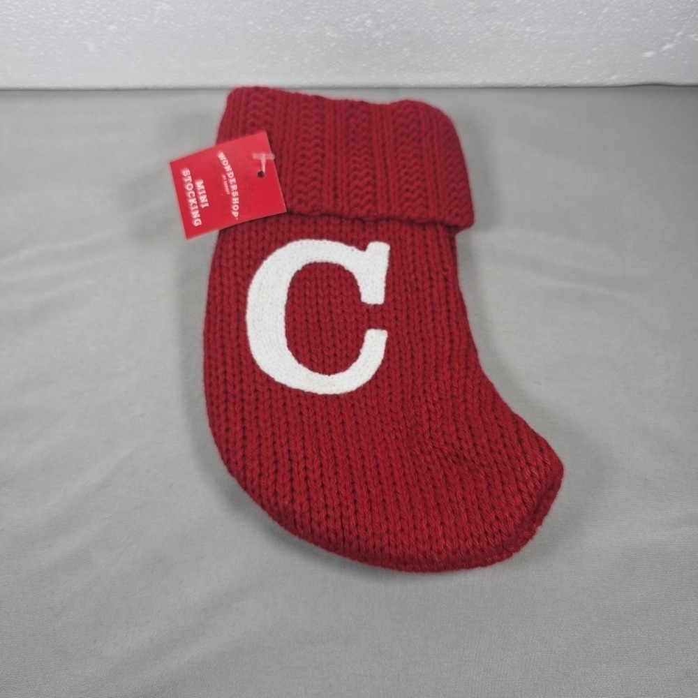 Letter C Wondershop Monogram Mini Christmas Stocking Initial Red Knit‎ Target
